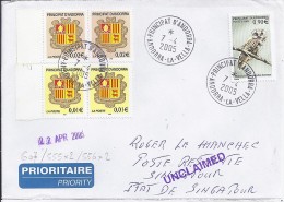 TP N° 607 + DIVERS SUR LETTRE DU 7.04.05 POUR SINGAPOUR - Lettres & Documents