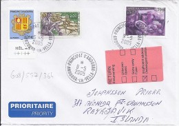 TP N° 608 + DIVERS SUR LETTRE DU 9.05.05 POUR L'ISLANDE - Briefe U. Dokumente