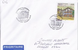 TP N° 616 SUR LETTRE  DU 10.09.05 POUR LA FRANCE - Storia Postale