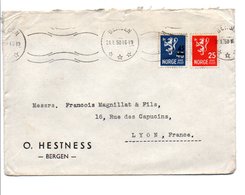 NORVEGE OBLITERATION MECANIQUE ET AFFRANCHISSEMENT SUR LETTRE POUR LA FRANCE 1950 - Cartas & Documentos