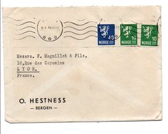 NORVEGE OBLITERATION MECANIQUE ET AFFRANCHISSEMENT COMPOSE SUR LETTRE POUR LA FRANCE 1949 - Cartas & Documentos