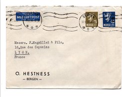 NORVEGE OBLITERATION MECANIQUE ET AFFRANCHISSEMENT COMPOSE SUR LETTRE AVION POUR LA FRANCE 1950 - Lettres & Documents