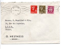 NORVEGE OBLITERATION MECANIQUE ET AFFRANCHISSEMENT COMPOSE SUR LETTRE POUR LA FRANCE 1950 - Cartas & Documentos