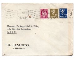 NORVEGE OBLITERATION MECANIQUE ET AFFRANCHISSEMENT COMPOSE SUR LETTRE POUR LA FRANCE 1949 - Cartas & Documentos