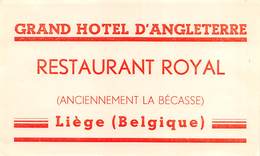 D8022 " GRAND HOTEL D ANGLETERRE - RESTAURANT ROYAL - LIEGE  BELGIQUE" ETICHETTA ORIGINALE - ORIGINAL LABEL - Etiquettes D'hotels