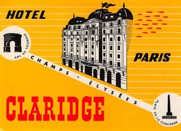 D8023 " HOTEL PARIS CLARIDGE - PARIS" ETICHETTA ORIGINALE - ORIGINAL LABE. - Etiquettes D'hotels