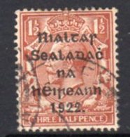 Ireland 1922 'Rialtas' Overprint On 1½d Red-brown GV Definitive, Thom Printing, Used, SG 10 - Usados