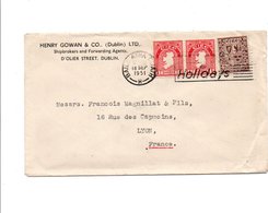 IRLANDE OBLITERATION MECANIQUE ET AFFRANCHISSEMENT COMPOSE LETTRE AVION POUR LA FRANCE 1951 - Brieven En Documenten