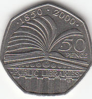 Great Britain UK 50p Coin Public Library 2000 (Small Format) Circulated - 50 Pence