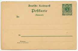 Germany 1890‘s Mint 5pf Crown Postal Reply Card Half - Cartes Postales