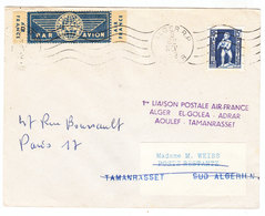 Algeria FIRST FLIGHT COVER ALGER EL GOLEA ADRAR AOULEF TAMANRASSET 1952 - Luftpost