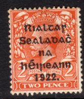 Ireland 1922 'Rialtas' Overprint On 2d Orange Die I GV Definitive, 1st Thom Printing, Hinged Mint, SG 12, Fox Spots - Nuevos