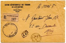 France 1940‘s Registered Official Cover Nice, Section Departementale Des Pensions - Lettres & Documents