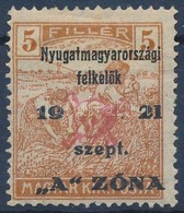 * Nyugat-Magyarország II. 1921 Halálfejes 5f Eredeti! - Autres & Non Classés