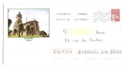 LETTRE ENTIER POSTAL 21-11-2016 - MARIANNE DE LUQUET - REPIQUAGE ÉGLISE LESBOEUFS SOMME 80 - Prêts-à-poster: Repiquages Privés