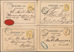 1872 4 Db 2kr Díjjegyes Futott Levelez?lap, II. Típus Sárga / 4 X 2kr PS-card, Type II. Yellow - Autres & Non Classés