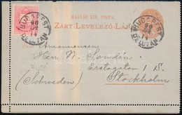 1890 5kr Zárt Díjjegyes Levelez?lap 5kr Díjkiegészítéssel Stockholmba / 5kr PS-cover Card With 5kr Additional Franking T - Other & Unclassified