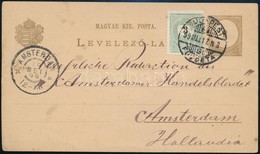 1899 2kr Díjjegyes Levelez?lap 3kr Díjkiegészítéssel Amszterdamba / PS-card With 3kr Additional Franking To Amsterdam - Sonstige & Ohne Zuordnung