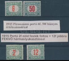 (*) * 1915 4 Db Pirosszámú Portó Nyomdai érdekességekkel - Other & Unclassified