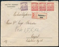 1918 Ajánlott Levél Arató 3 X 10f + 15f Bérmentesítéssel 'NAGYKANIZSA' - Zágráb, Hátoldalán 3 Db Jegyezzünk Hadikölcsönt - Otros & Sin Clasificación