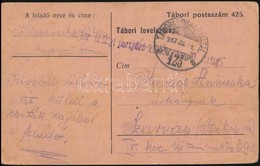 1917 Tábori Posta Levelez?lap / Field Postcard 'M.kir. Erdélyi Portyázó ...' + 'TP 425 A' - Altri & Non Classificati