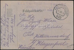 1918 Tábori Posta Levelez?lap / Field Postcard 'K.u.k. Train-Retabl.-Station Des A.O.K. ERSATZ-ABTEILUNG' + 'FP 488' - Sonstige & Ohne Zuordnung