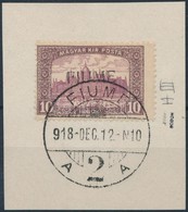 Fiume 1918 Parlament 10K Kézi Felülnyomással Kivágáson (60.000) / Mi 25 With Manual Overprint. Signed: Bodor - Otros & Sin Clasificación