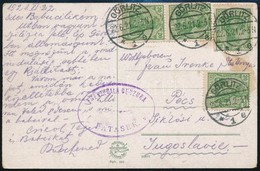 SHS 1921 Képeslap Németországból Pécsre Bátaszéki Szerb Cenzúrával / Postcard From Germany To Pécs With Serbian Censorsh - Autres & Non Classés