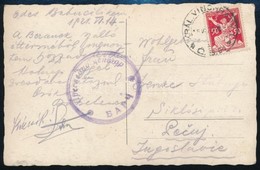 SHS 1921 Képeslap Csehszlovákiából Pécsre Barcsi Szerb Cenzúrával / Postcard From Czechoslovakia To Pécs With Serbian Ce - Sonstige & Ohne Zuordnung