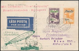 1931 Zeppelin Magyarország - Németországi útja Képeslap 1P és 2P Zeppelin Bérmentesítéssel Bécsbe / Zeppelin Flight From - Otros & Sin Clasificación