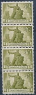 ** 1945 Újjáépítés 40P Négyescsík 3 Papírránccal / Mi 825 Stripe Of 3 With Triple Paper Crease - Otros & Sin Clasificación