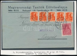 1945 2. Díjszabás Levél Hadvezérek, Templom (III.), 40f Bérmentesítéssel Budapest - Csongrád - Otros & Sin Clasificación