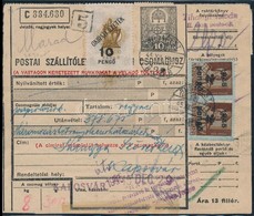 1945 (5. Díjszabás) Csomagszállító Levél Kisegít? Bélyegekkel + Okirati Illeték Budapest - Kaposvár - Other & Unclassified
