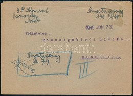 1945 Távolsági Ajánlott Levél 3P Kp Bérmentesítéssel, Rajzolt és Tollal írott Ajánlási Ragjellel Pusztaecseg - Kunhegyes - Other & Unclassified