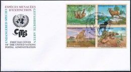 2002 Veszélyeztetett Fajok ívsarki Négyestömb Mi 890-893 FDC-n - Otros & Sin Clasificación