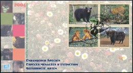 2004 Veszélyeztetett állatfajok Négyestömb Mi 946-949 FDC-n - Other & Unclassified