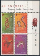 ** 2003 Kínai Horoszkóp állatai: Sárkány, Kígyó, Ló, Kecske ívsarki Négyestömb Filc Anyagból Mi 1087-1090 - Autres & Non Classés