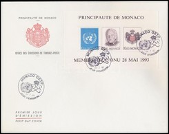 1993 Monaco Csatlakozása Az ENSZ-hez Blokk Mi 60 FDC-n - Sonstige & Ohne Zuordnung