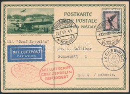 1930 Zeppelin Pfalzi Utja Oda-vissza Repülés, Svájci Díjjegyes Levelez?lap Levelez?lap D.Reich 1M Légiposta Bélyeggel /  - Andere & Zonder Classificatie
