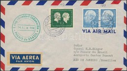 1954 PANAIR Els? Repülés Levél Heuss 30Pf Vízszintes Párral Bérmentesítve / Heuss 30Pf Horizontal Pair On First Flight C - Altri & Non Classificati