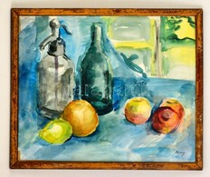 Berény Jelzéssel: Szódás Csendélet. Akvarell, Papír, üvegezett Keretben, 40×50 Cm - Sonstige & Ohne Zuordnung