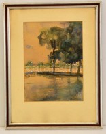 Bernáth Jelzéssel: Folyó Part. Akvarell, Papír, üvegezett Keretben, 28×21 Cm - Other & Unclassified