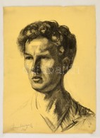 Szegedi Molnár Géza (1906-1970): Férfi Portré. Szén, Papír, Jelzett, Felcsavarva, 63×44 Cm - Otros & Sin Clasificación