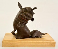 Jelzés Nélkül: Komainu Figura. Bronz, Fa Talapzaton, M:14 Cm, - Otros & Sin Clasificación