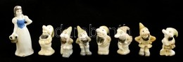 Hófehérke és A Hét Törpe, Porcelán Figurák (8 Db), Jelzés Nélkül,  M:4-7 Cm - Otros & Sin Clasificación