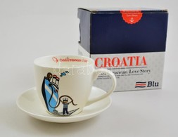 'Croatia' Matrózos Porcelán Csésze és Alj, Matricás, Jelzett, A Tál Alján Minimális Lepattanással, Eredeti Dobozában - Otros & Sin Clasificación