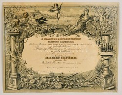 1893 Balatonfüred, A Balatoni Kultúregyesület Díszes Elismer? Oklevele Brázay Kálmán (1839-1925) Keresked? Részére A Bal - Ohne Zuordnung