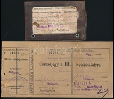 1912-1919 3 Db Vasúti Szabadjegy, Egy Vasúti Fényképes Igazolvány / Railway Tickets And Id - Sin Clasificación