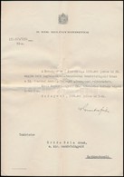 1938 Keresztes-Fischer Ferenc (1881-1948) Belügyminiszter Saját Kézzel Aláírt Adományozó Levele - Sonstige & Ohne Zuordnung