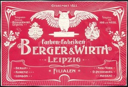 Berger & Wirth Farben-Fabriken Leipzig Dombornyomott Reklámcédula, Gy?r?déssel - Advertising